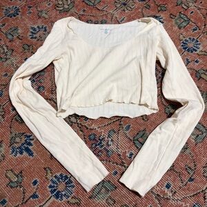 Brandy Melville Cream and Blue Striped Top